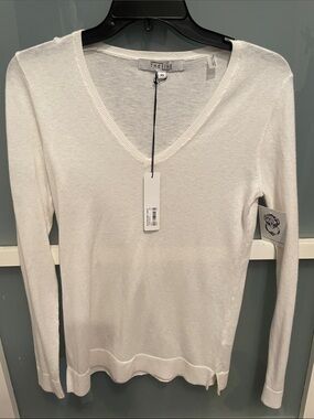 The Line Women's White V-Neck Long Sleeve Sweater, size XS, NWT